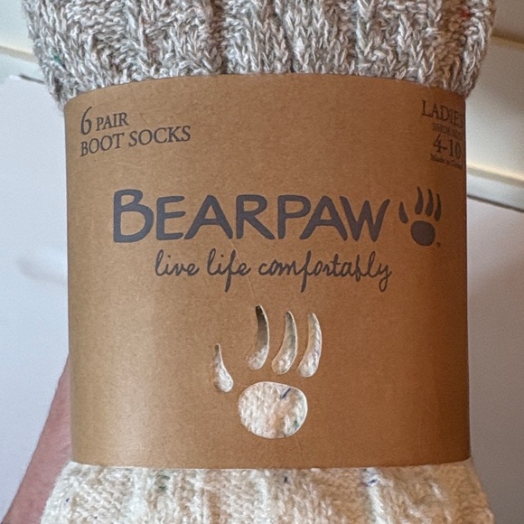 BearPaw Boot Socks Two 6 Packs Ivory and Black - Picture 2 of 11